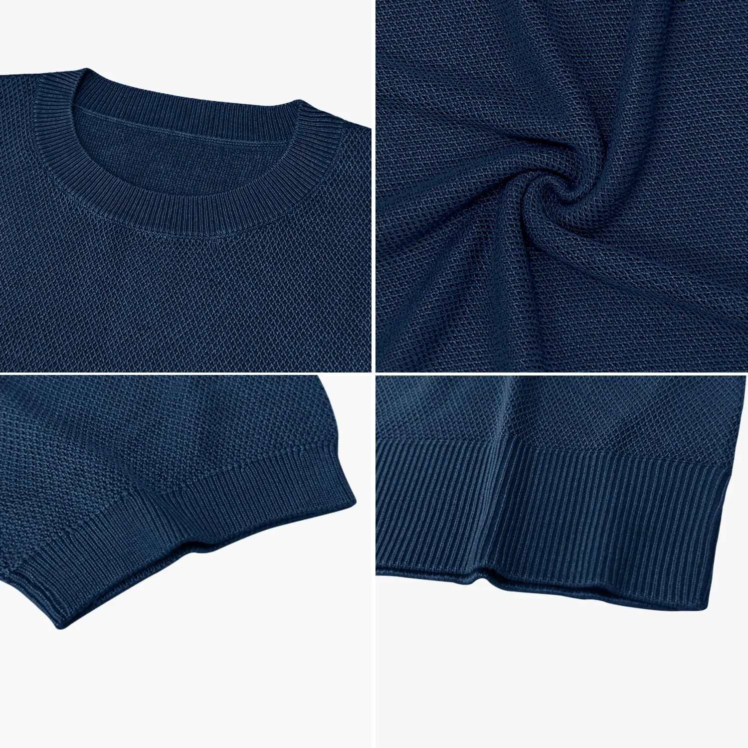 Men's Summer Breathable Knit Short Sleeve Sweater - Lightweight and Comfortable Casual Crew Neck Pullovers