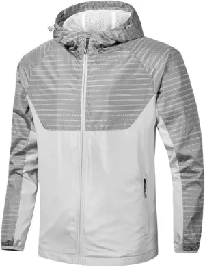 Mens Track Jacket with Hood Long Sleeve Casual Full-Zip Hoodie Lightweight Windbreak Jacket for Hiking Cycling