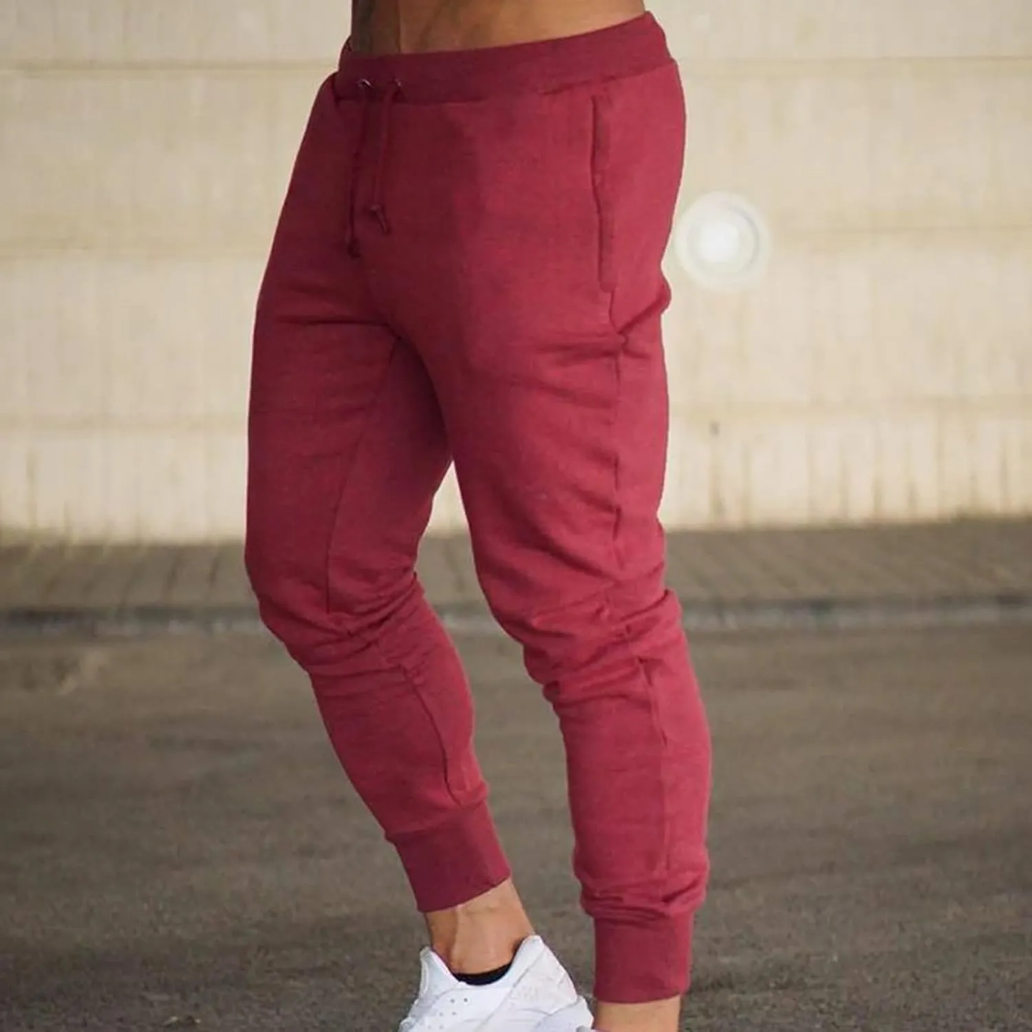 Mens Workout Cargo Sweatpants Stretch Elastic Waist Jogger Sports Pants Drawstring Sports Trousers Joggers for Men