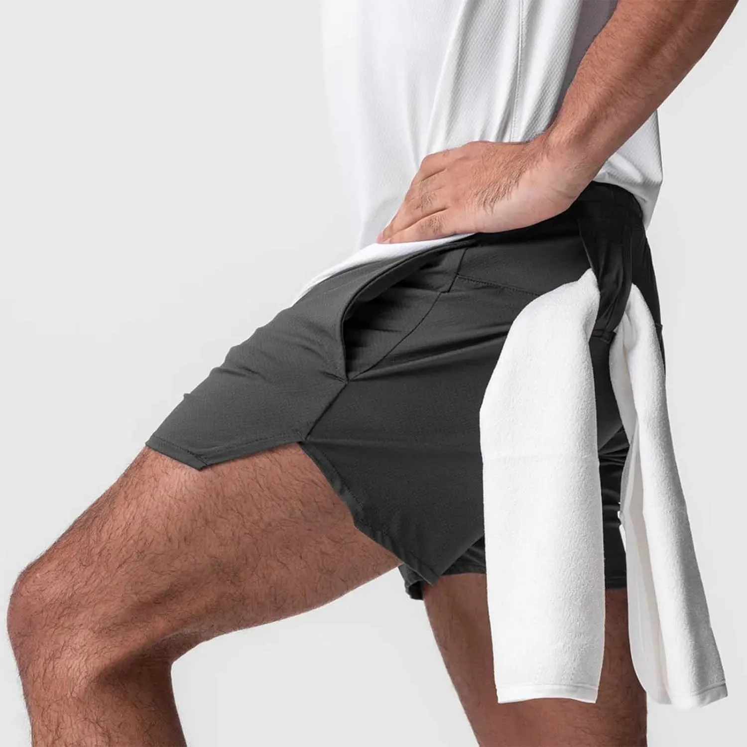 Mens Workout Shorts Lightweight Quick Dry Gym Running Sports Basketball Athletic Pant Drawstring Elastic Waist Jogger