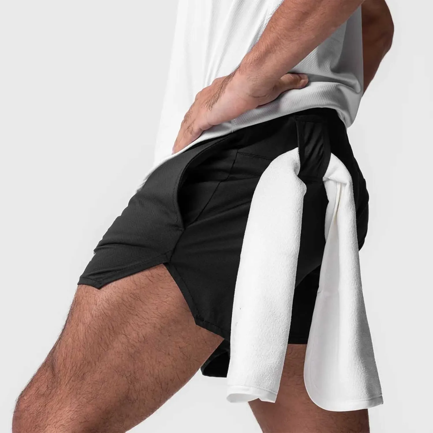 Mens Workout Shorts Lightweight Quick Dry Gym Running Sports Basketball Athletic Pant Drawstring Elastic Waist Jogger