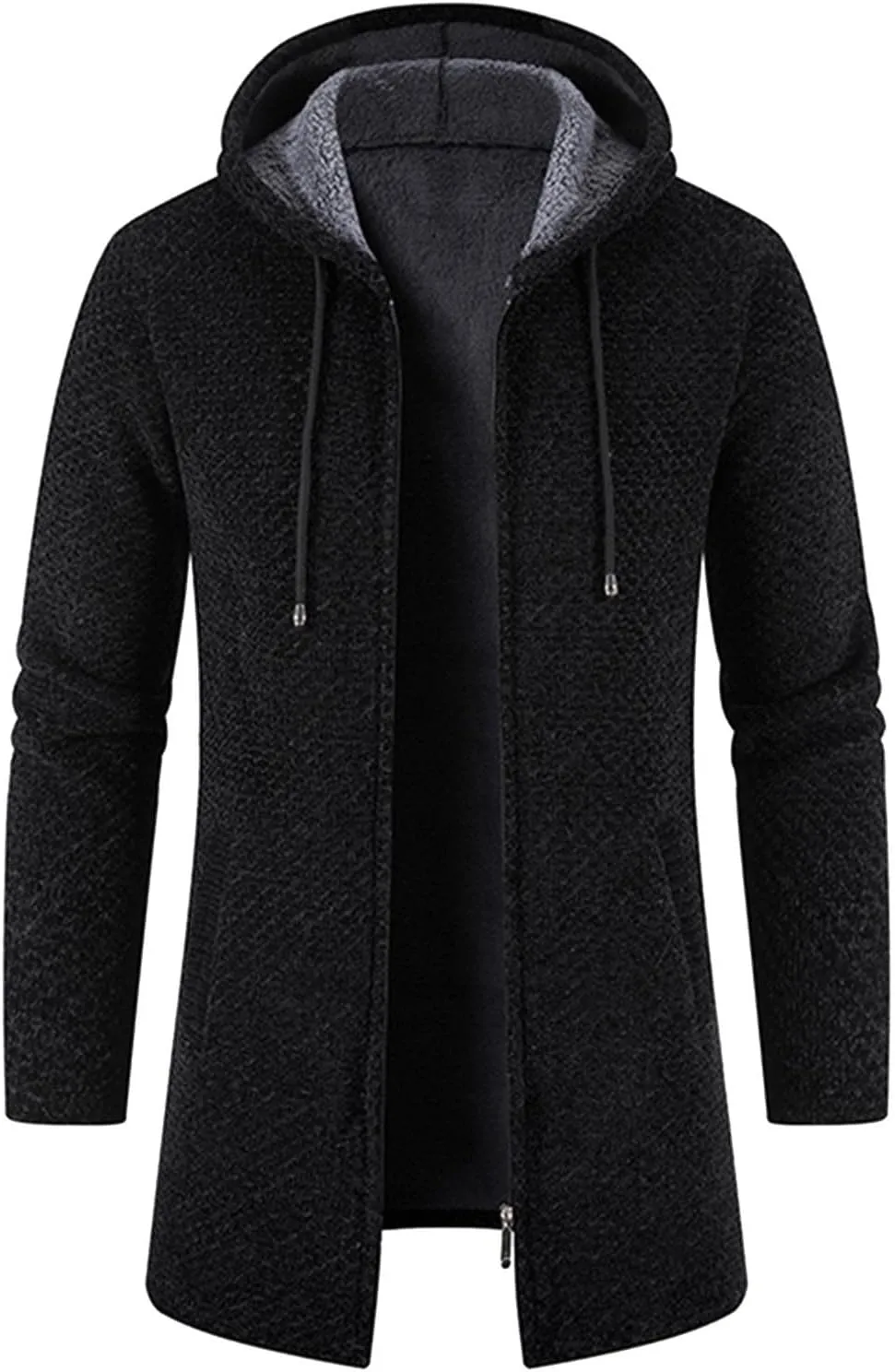 MIDOO Lightweight Golf Rain Jacket Men Casual Long Sleeve Fleece Lined Knit Cardigan Sweater Lightweight Jacket with Pockets