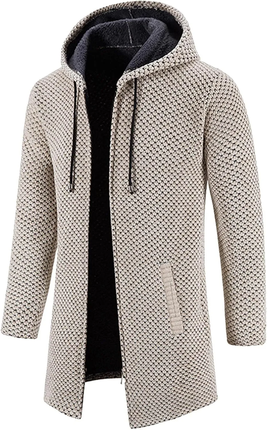 MIDOO Lightweight Golf Rain Jacket Men Casual Long Sleeve Fleece Lined Knit Cardigan Sweater Lightweight Jacket with Pockets