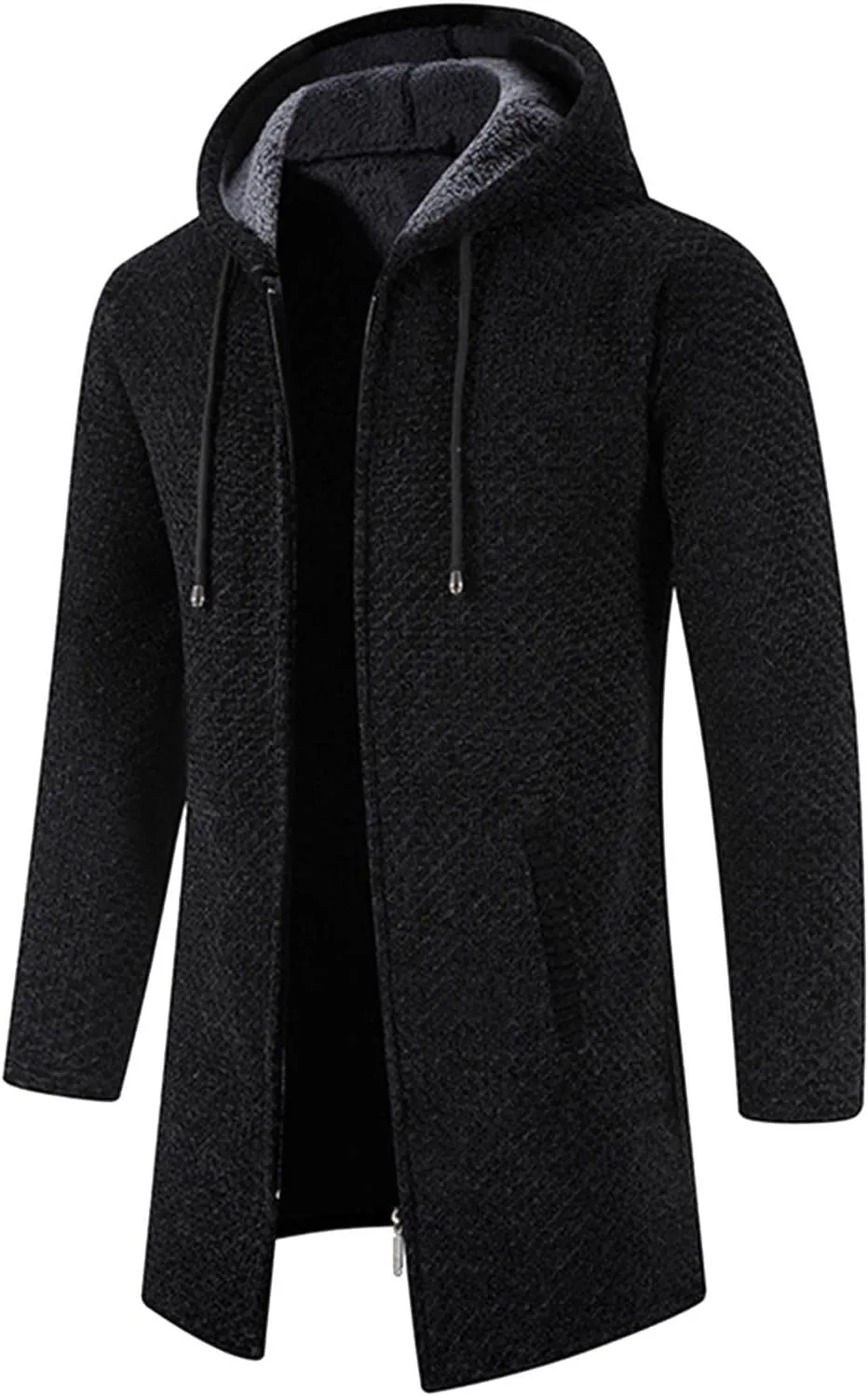 MIDOO Lightweight Golf Rain Jacket Men Casual Long Sleeve Fleece Lined Knit Cardigan Sweater Lightweight Jacket with Pockets