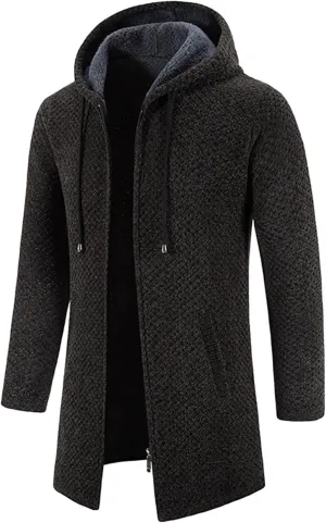 MIDOO Lightweight Golf Rain Jacket Men Casual Long Sleeve Fleece Lined Knit Cardigan Sweater Lightweight Jacket with Pockets