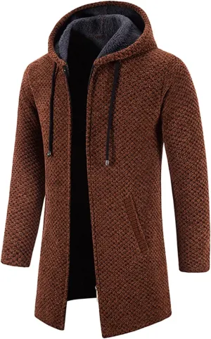 MIDOO Lightweight Golf Rain Jacket Men Casual Long Sleeve Fleece Lined Knit Cardigan Sweater Lightweight Jacket with Pockets