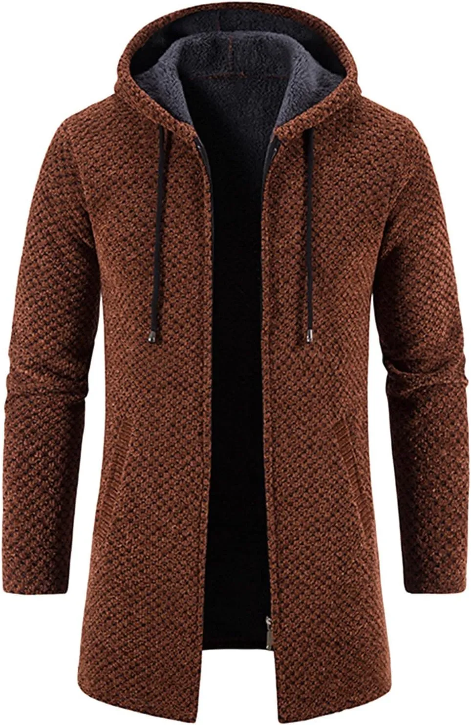 MIDOO Lightweight Golf Rain Jacket Men Casual Long Sleeve Fleece Lined Knit Cardigan Sweater Lightweight Jacket with Pockets