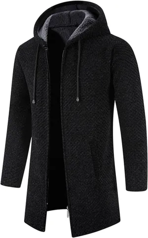 MIDOO Lightweight Golf Rain Jacket Men Casual Long Sleeve Fleece Lined Knit Cardigan Sweater Lightweight Jacket with Pockets