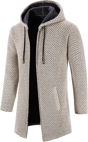 MIDOO Lightweight Golf Rain Jacket Men Casual Long Sleeve Fleece Lined Knit Cardigan Sweater Lightweight Jacket with Pockets