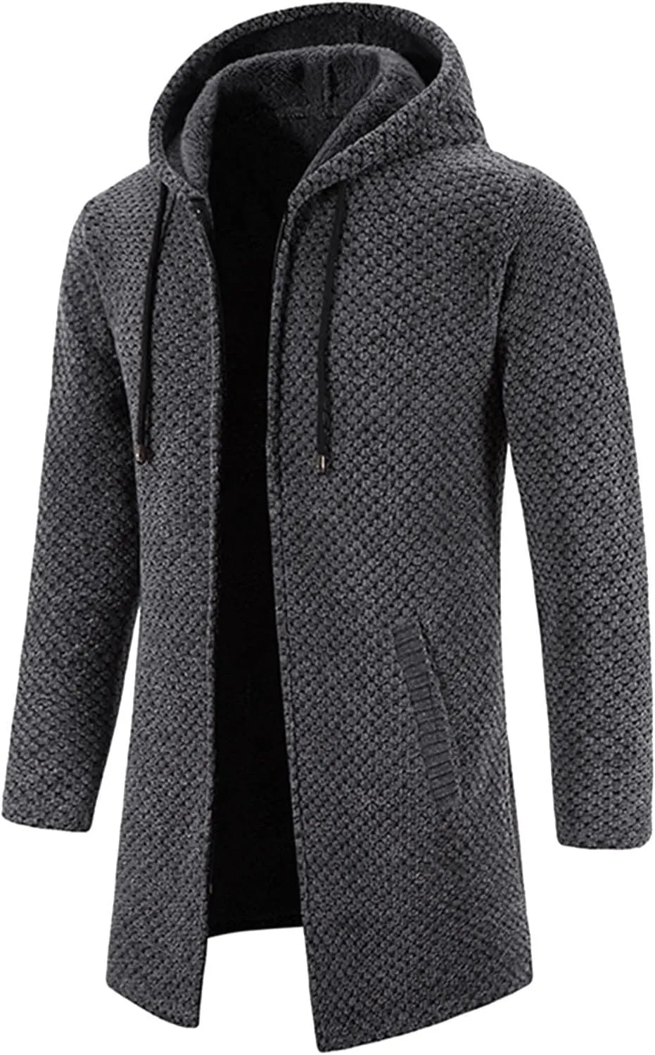 MIDOO Lightweight Golf Rain Jacket Men Casual Long Sleeve Fleece Lined Knit Cardigan Sweater Lightweight Jacket with Pockets