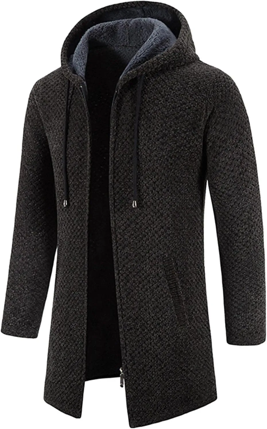 MIDOO Lightweight Golf Rain Jacket Men Casual Long Sleeve Fleece Lined Knit Cardigan Sweater Lightweight Jacket with Pockets