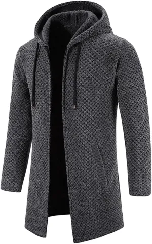 MIDOO Lightweight Golf Rain Jacket Men Casual Long Sleeve Fleece Lined Knit Cardigan Sweater Lightweight Jacket with Pockets