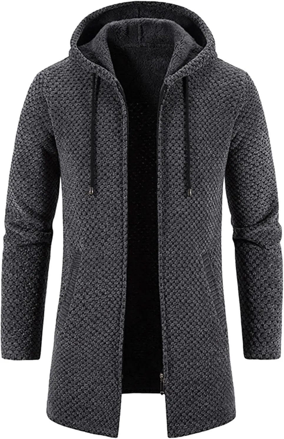 MIDOO Lightweight Golf Rain Jacket Men Casual Long Sleeve Fleece Lined Knit Cardigan Sweater Lightweight Jacket with Pockets