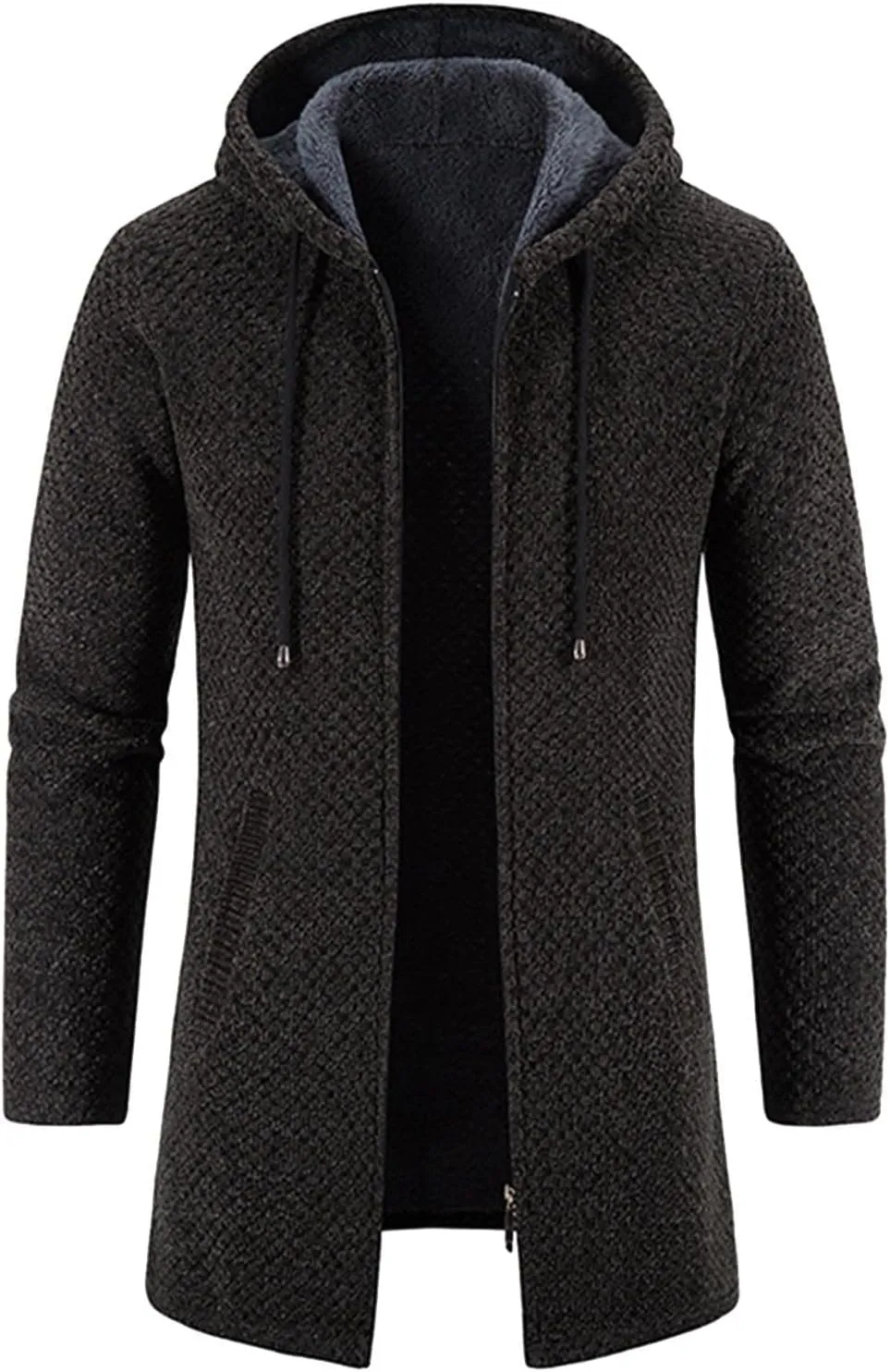 MIDOO Lightweight Golf Rain Jacket Men Casual Long Sleeve Fleece Lined Knit Cardigan Sweater Lightweight Jacket with Pockets