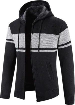 MIDOO Rain Jacket Men Waterproof Lightweight Casual Long Sleeve Fleece Lined Knit Sweater Lightweight Jacket with Pockets