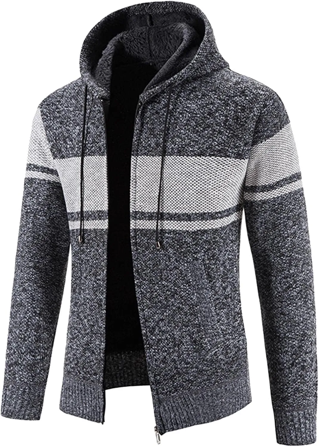 MIDOO Rain Jacket Men Waterproof Lightweight Casual Long Sleeve Fleece Lined Knit Sweater Lightweight Jacket with Pockets