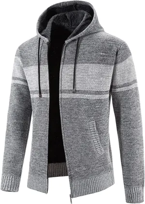 MIDOO Rain Jacket Men Waterproof Lightweight Casual Long Sleeve Fleece Lined Knit Sweater Lightweight Jacket with Pockets