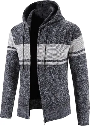 MIDOO Rain Jacket Men Waterproof Lightweight Casual Long Sleeve Fleece Lined Knit Sweater Lightweight Jacket with Pockets