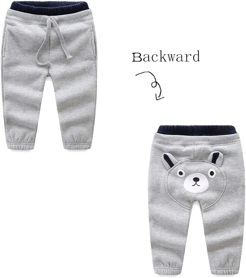 Mud Kingdom Kids Fleece Jogger Pants Winter Cute Bear