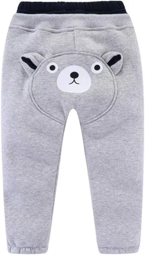 Mud Kingdom Kids Fleece Jogger Pants Winter Cute Bear
