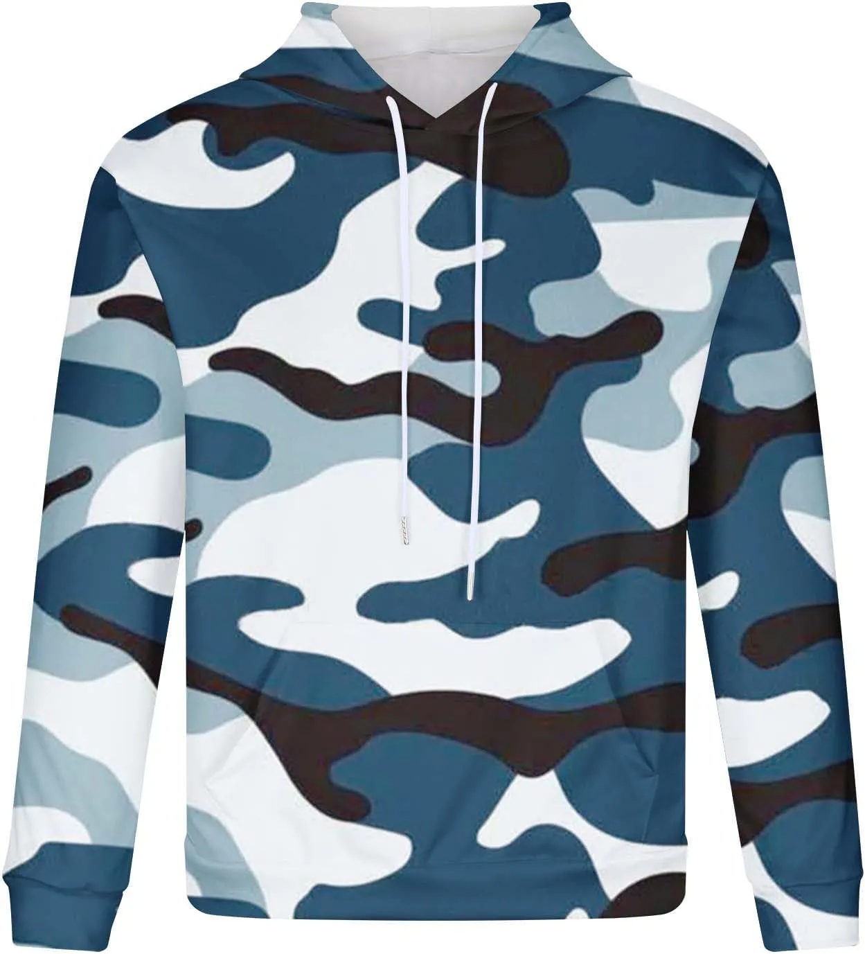 Muscularfit Camo Sweatshirt Hoodie for Men 2023 Fall Fashion Drawstring Casual Loose Long Sleeve Pullover Camouflage Shirts