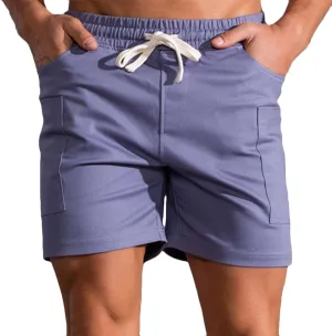 Muscularfit Men Cotton Shorts Outdoor Gym Workout Running Athletic Shorts with Pockets Drawstring Elastic Waist Sport Shorts