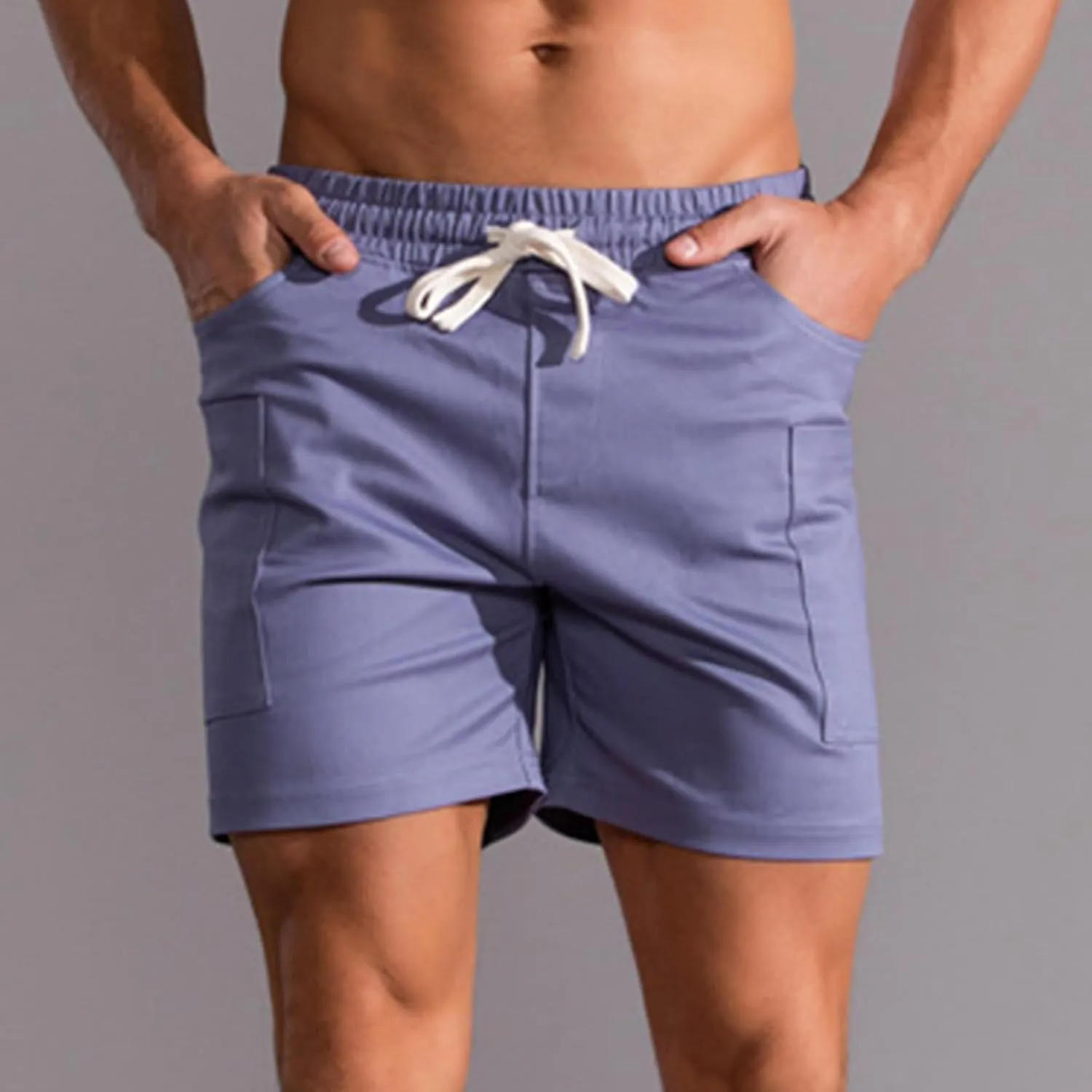 Muscularfit Men Cotton Shorts Outdoor Gym Workout Running Athletic Shorts with Pockets Drawstring Elastic Waist Sport Shorts