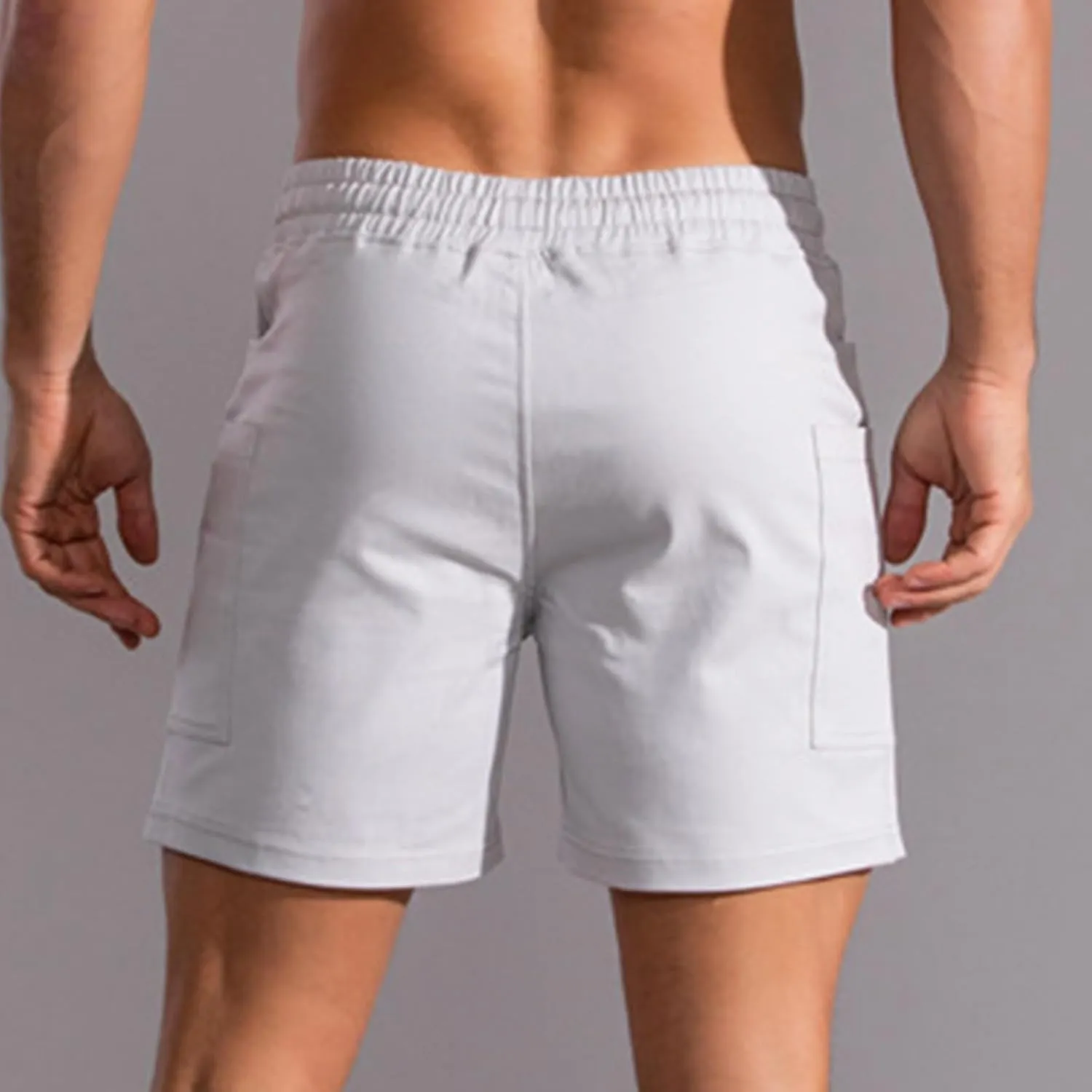 Muscularfit Men Cotton Shorts Outdoor Gym Workout Running Athletic Shorts with Pockets Drawstring Elastic Waist Sport Shorts