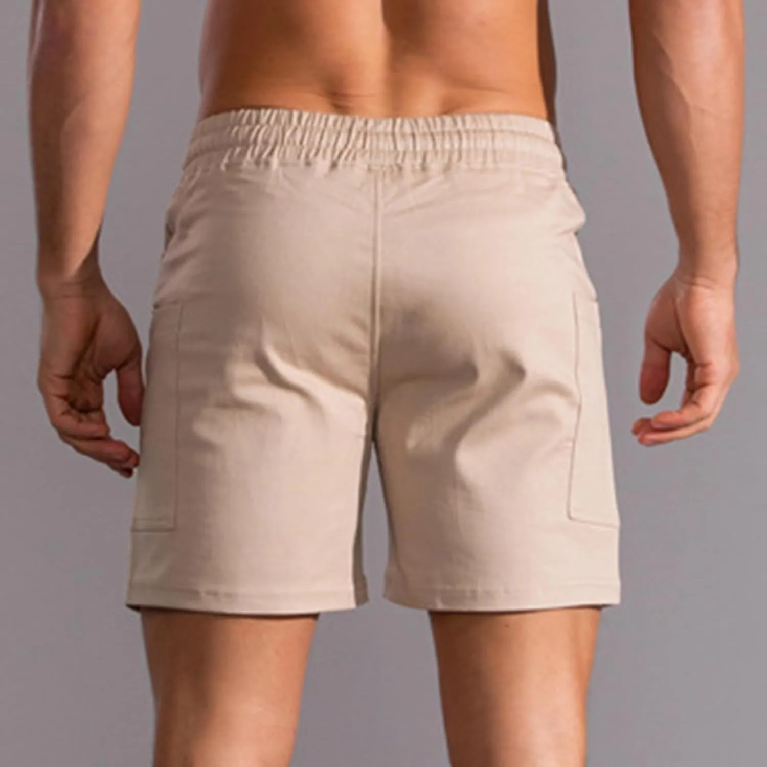 Muscularfit Men Cotton Shorts Outdoor Gym Workout Running Athletic Shorts with Pockets Drawstring Elastic Waist Sport Shorts