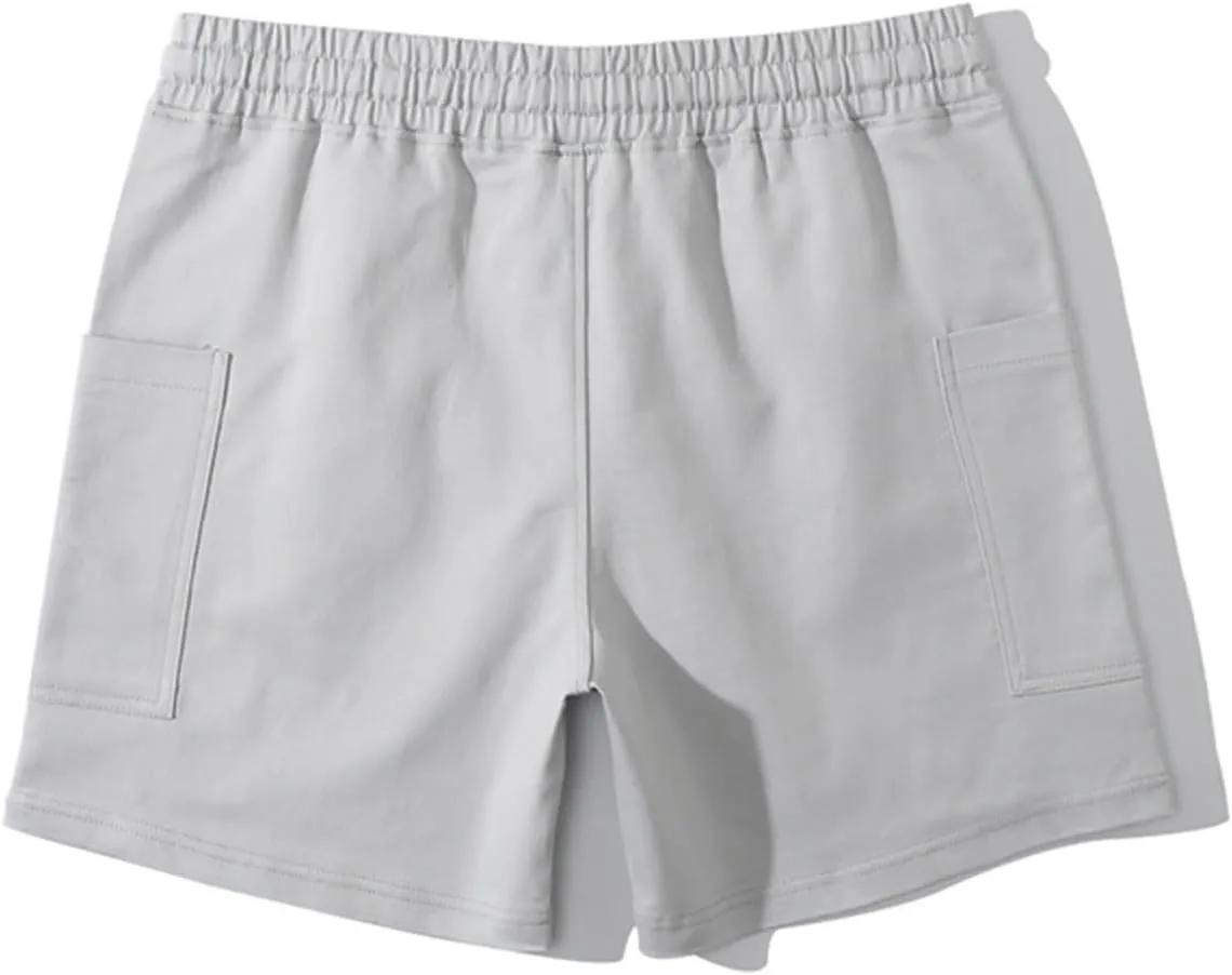 Muscularfit Men Cotton Shorts Outdoor Gym Workout Running Athletic Shorts with Pockets Drawstring Elastic Waist Sport Shorts