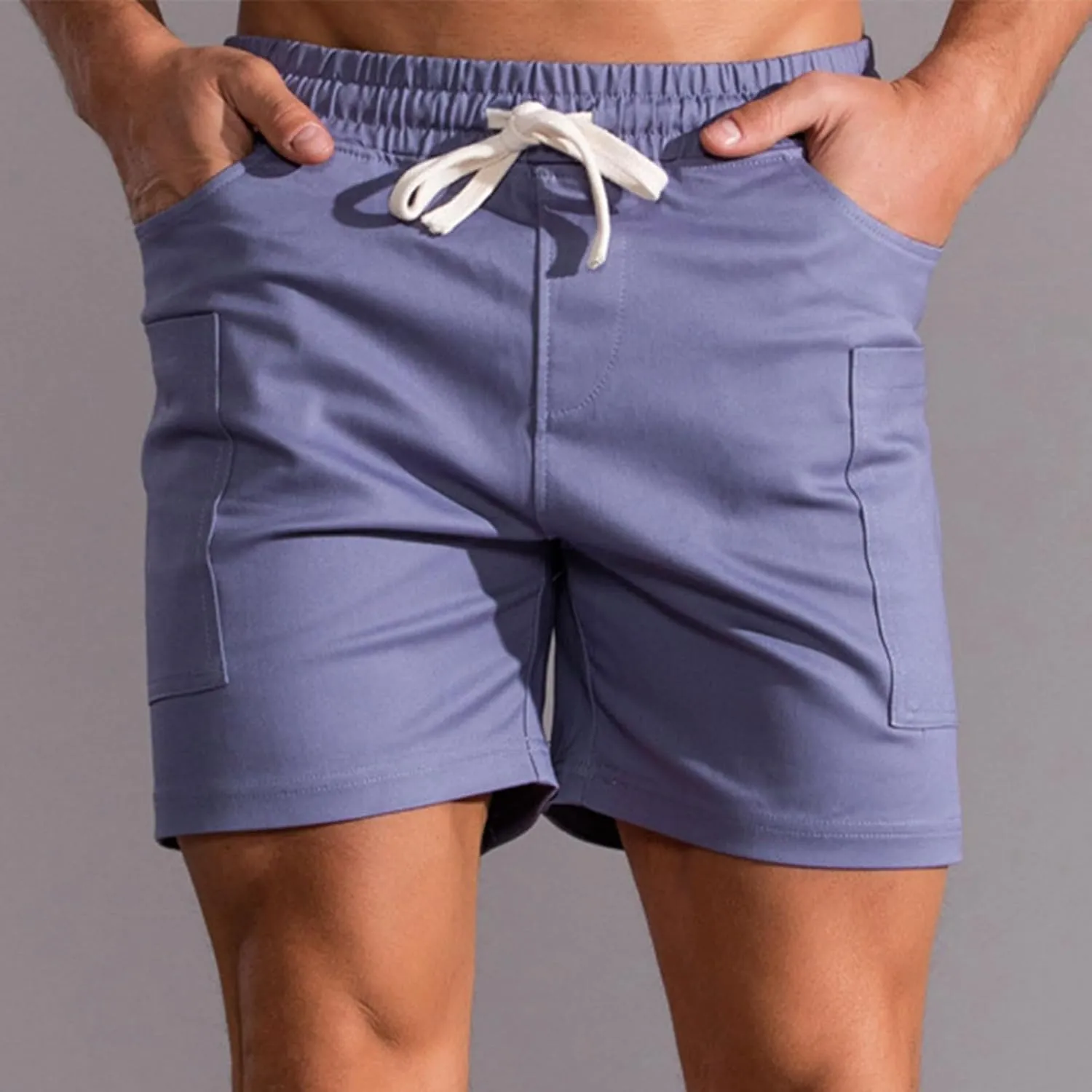 Muscularfit Men Cotton Shorts Outdoor Gym Workout Running Athletic Shorts with Pockets Drawstring Elastic Waist Sport Shorts