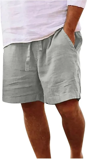 Muscularfit Men's Casual Shorts Relaxed Fit Solid Color Drawstring Shorts Lightweight Summer Beach Vacation Short with Pocket