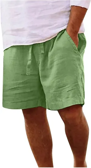 Muscularfit Men's Casual Shorts Relaxed Fit Solid Color Drawstring Shorts Lightweight Summer Beach Vacation Short with Pocket