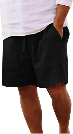 Muscularfit Men's Casual Shorts Relaxed Fit Solid Color Drawstring Shorts Lightweight Summer Beach Vacation Short with Pocket