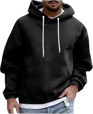 Muscularfit Sweatshirts for Men Fall Fashion Drawstring Long Sleeve Hooded Pullover Casual Stylish Lightweight Athletic Shirt