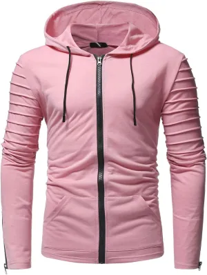 Muscularfit Zip Up Hoodie Men Loose Fit Workout Sport Sweatshirts Drawstring Long Sleeve Solid Shirts Fall Fashion Coat 2023