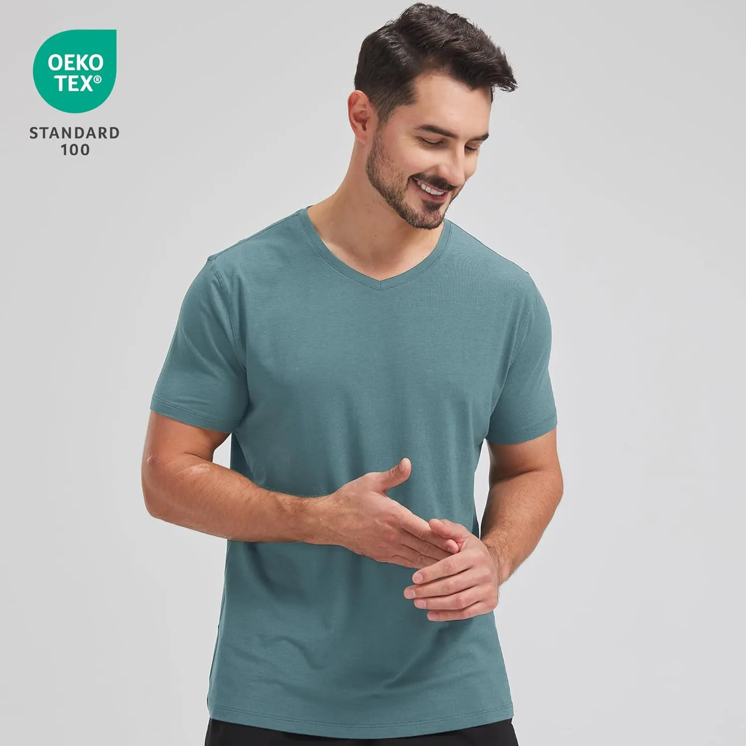 netdraw Men's Ultra Soft V-Neck Bamboo Viscose T-Shirt Comfy Lightweight Casual Basic Undershirts Pajama Tops