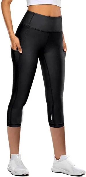 Nyybw Women's Capri Yoga Pants Sides Pockets High Waist Leggings Running Athletic Workout Compression Pants Seamless Tights