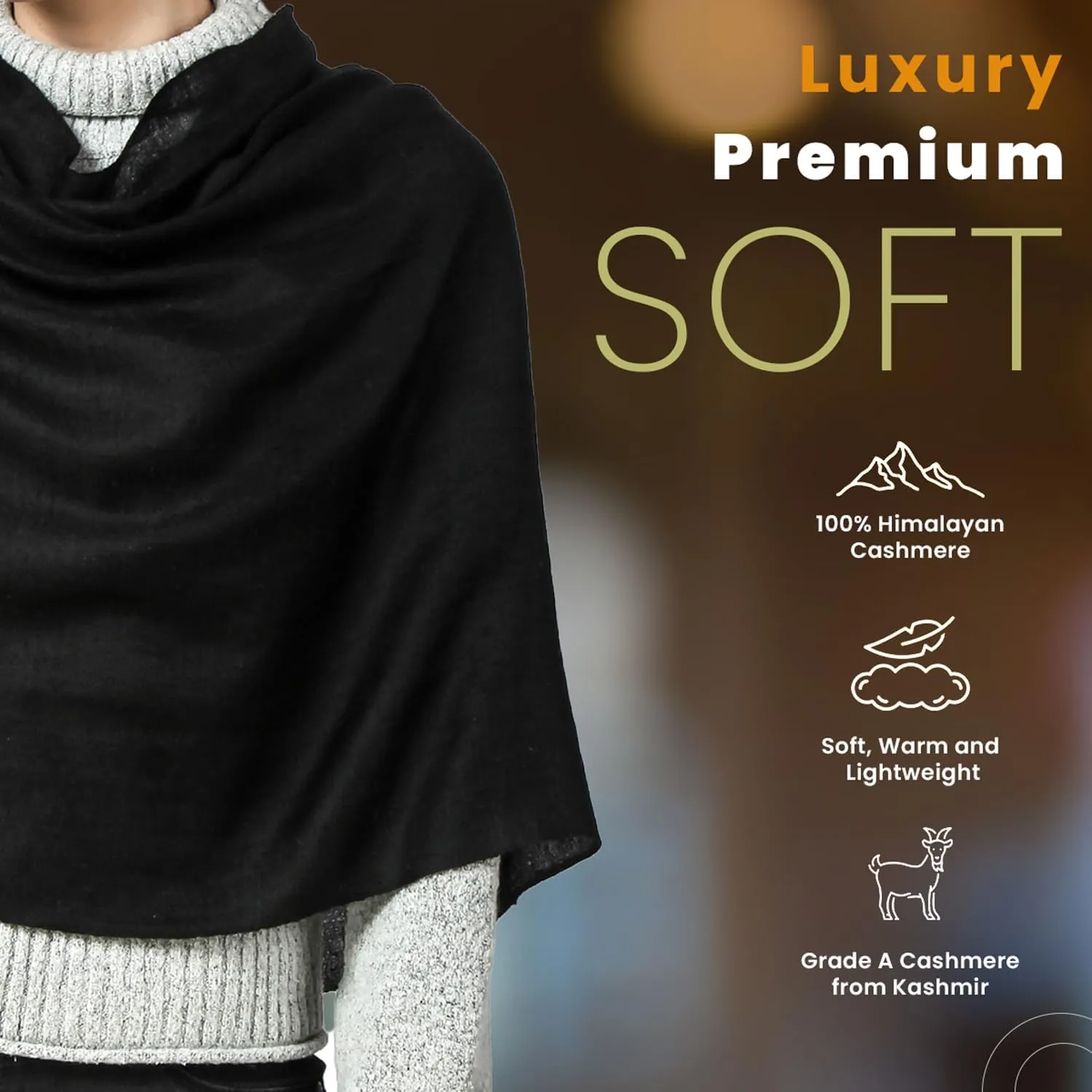 PASHWRAP 100% Himalayan Cashmere Wrap | Lightweight Cashmere Scarf | Ultra Thin Kashmiri Pashmina Shawl | Ideal For Travel