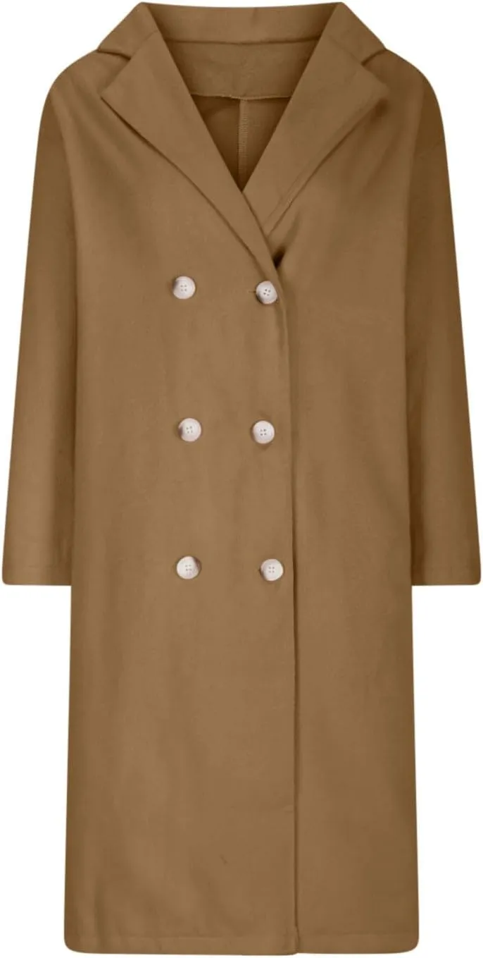 Pea Coats for Women Winter Wool Blend Jackets Notch Lapel Single Breasted Trench Coats Long Jackets for Women Trendy