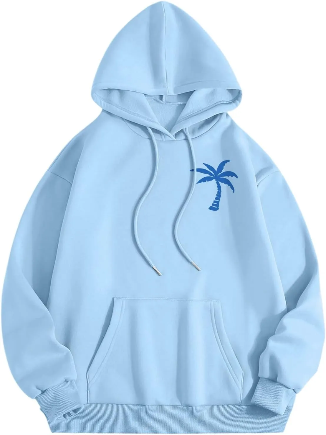 Puff Oversized Hoodies for Women, Teen Girls Preppy Sweatshirt Long Sleeve Y2K Graphic Ocean Pullover Top with Pocket