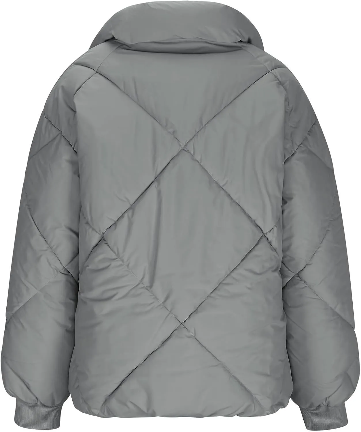 Quilted Puffer Jacket for Women Casual Puffy Zip Up Jackets with Pockets Warm Winter Padded Down Coats Outerwear