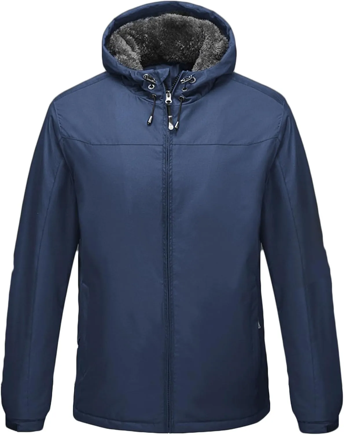 Rain Jacket for Men, Waterproof Raincoat Lightweight Fleece Sherpa Jackets Outdoor Winter Coats Windbreaker with Hood