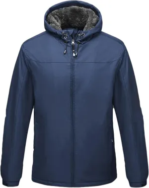 Rain Jacket for Men, Waterproof Raincoat Lightweight Fleece Sherpa Jackets Outdoor Winter Coats Windbreaker with Hood