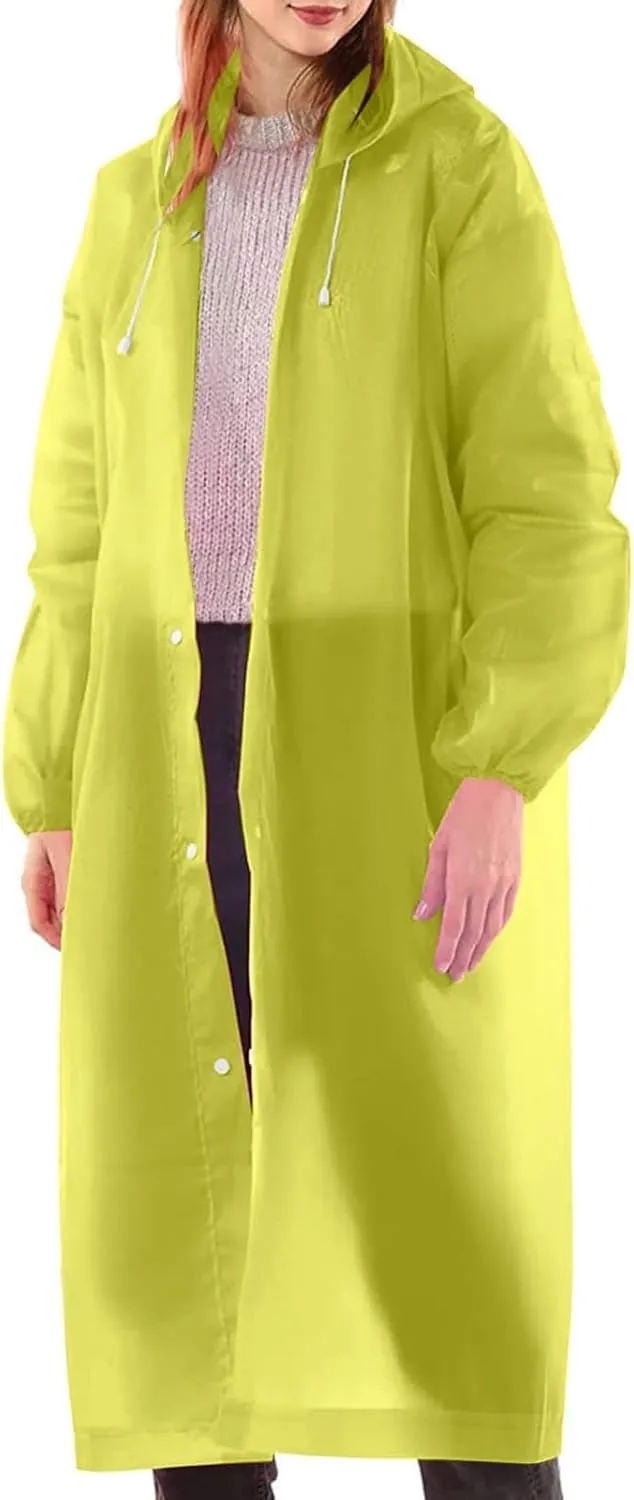 Raincoats for Adults, Reusable Ponchos Raincoats with Hoods and Drawstring Lightweight Rain Coat Waterproof