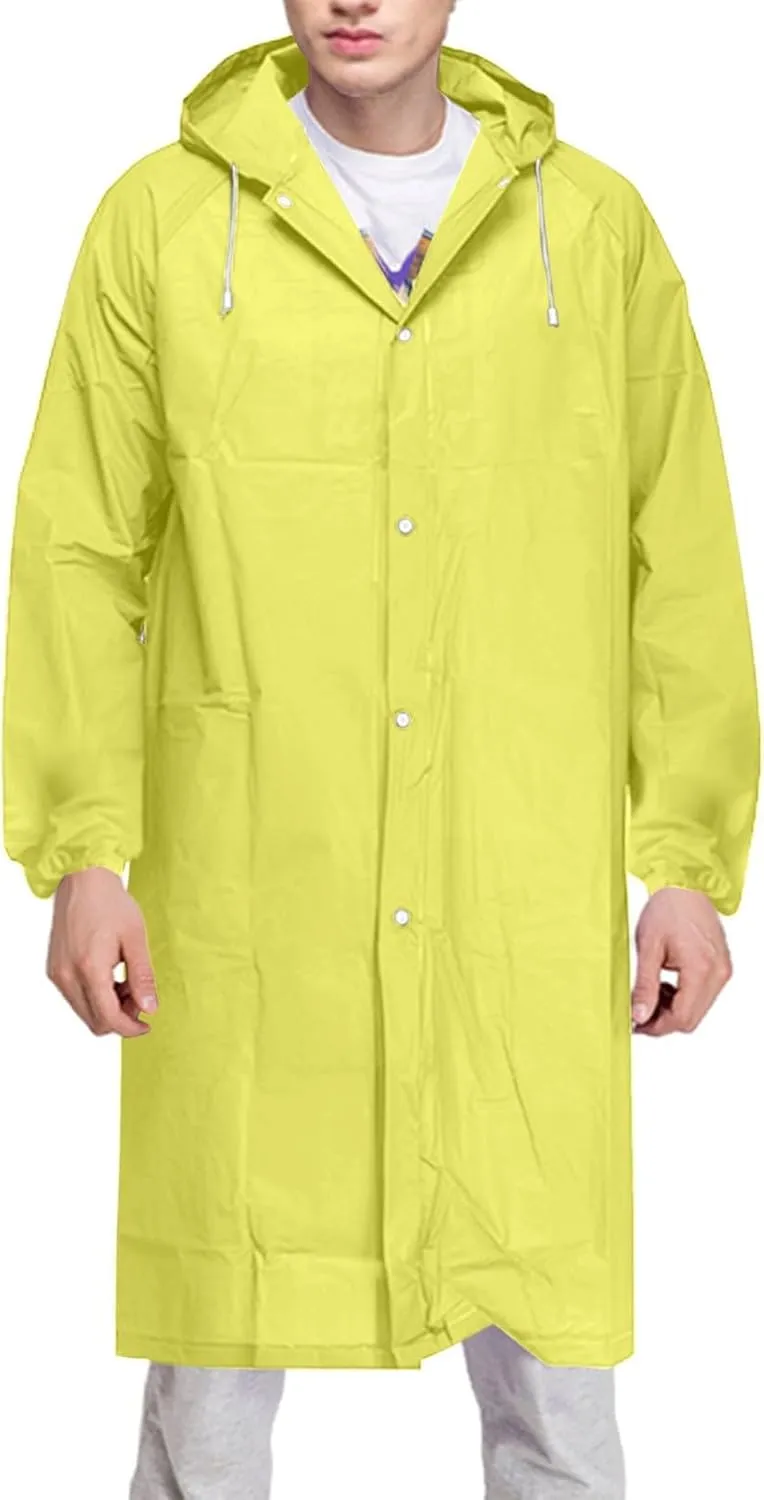 Raincoats for Adults, Reusable Ponchos Raincoats with Hoods and Drawstring Lightweight Rain Coat Waterproof