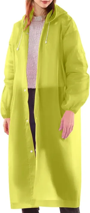 Raincoats for Adults, Reusable Ponchos Raincoats with Hoods and Drawstring Lightweight Rain Coat Waterproof