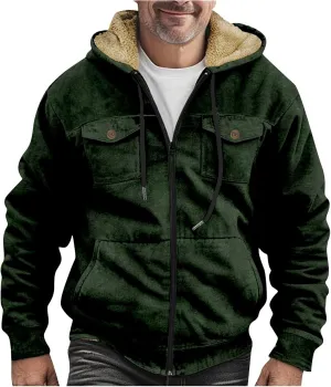 RTRDE Mens Fall Jacket Fleece Lined Zip Up Casual Fashion Hooded Jackets Winter Warm Work Hoodie Coats