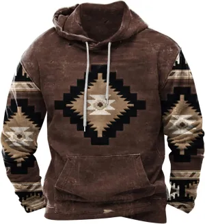 RTTUIOP Graphic Hoodies For Men Cowboy Aztec Ethnic Western Sweatshirts Lightweight Big And Tall Hoodies Pullover With Pocket