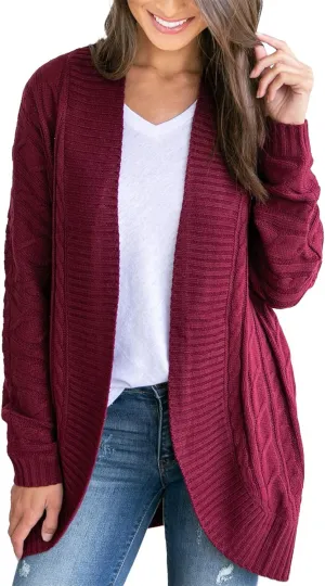 Saodimallsu Womens Loose Open Front Cardigan Long Sleeve Casual Lightweight Soft Knit Sweaters Coat with Pockets